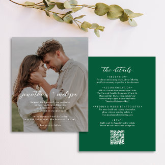 BUDGET QR-code Elegante Smaragdgroene Foto Bruilof