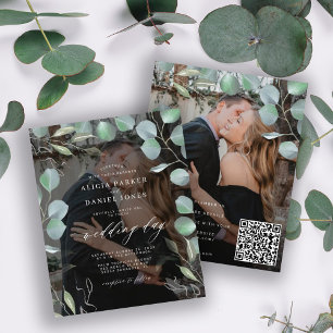 Budget QR CODE eucalyptus foto trouw uitnodiging