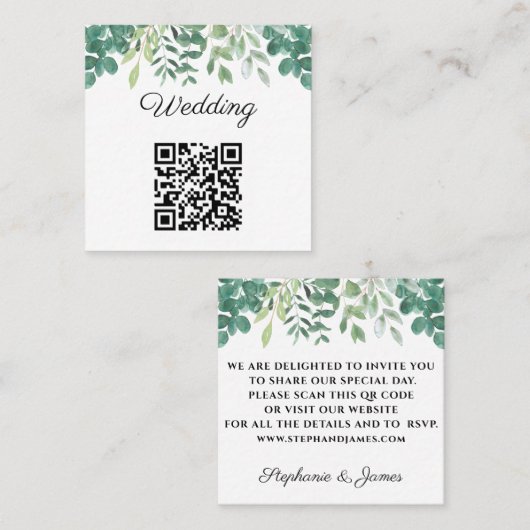 Budget QR Code Faire-part de mariage de verdure (Devant / Derrière)