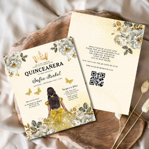 Budget QR Code Floral Gold Butterfly Princess