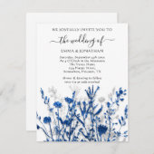 Budget QR CODE Floral Meadow Blue Navy Grey White (Voorkant / Achterkant)