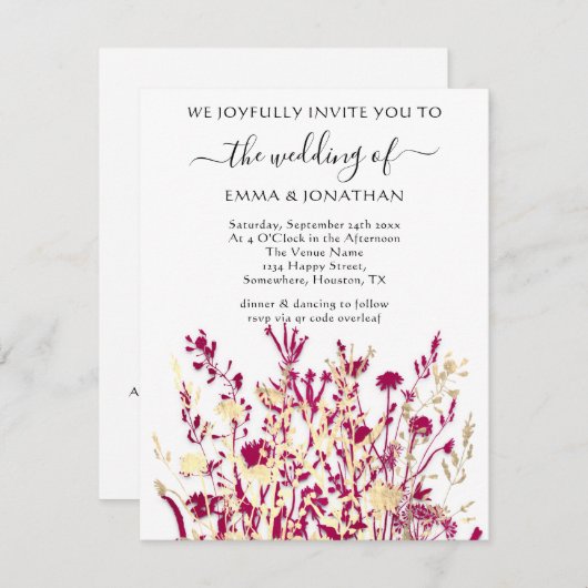 Budget QR CODE Floral Meadow White Marsala (Voorkant / Achterkant)