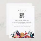Budget QR CODE florale elegant uitnodiging RSVP (Voorkant / Achterkant)