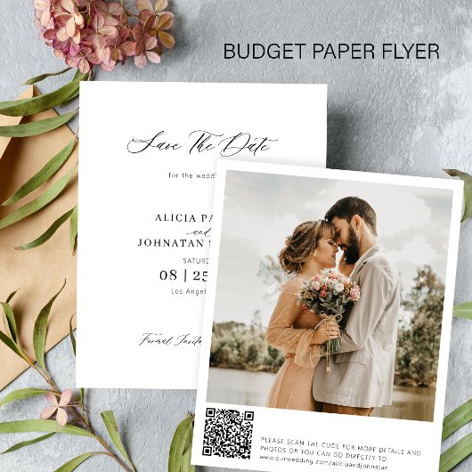 Budget QR code foto bruiloft opslaan van de datum Flyer
