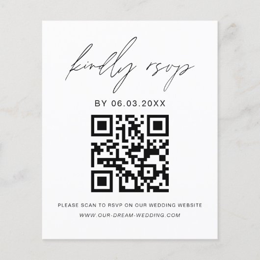 Budget QR Code Foto RSVP Weddenschap Website Flyer (Voorkant)