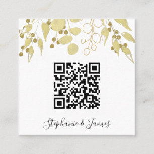 Budget QR Code Gold Foliage Weduwen Uitnodiging