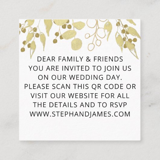 Budget QR Code Gold Foliing Faire-part de mariage (Dos)