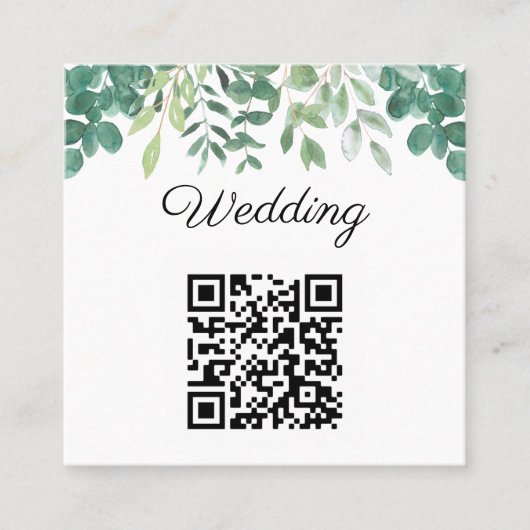 Budget QR Code Greenery Wedding Uitnodiging (Voorkant)