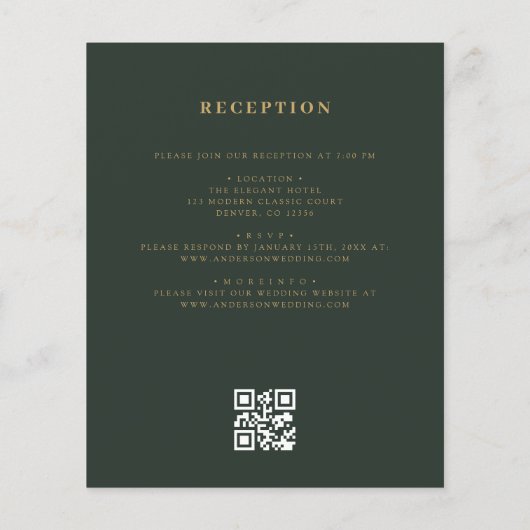 Budget QR Code Groen Goud Uitnodiging Flyer (Achterkant)