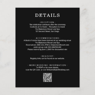 Budget QR-code huwelijksdetails zwart-wit Flyer