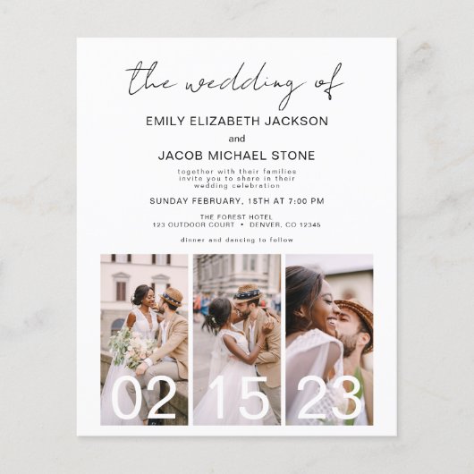 Budget QR Code Kalligrafie Huwelijksuitnodiging (Voorkant)