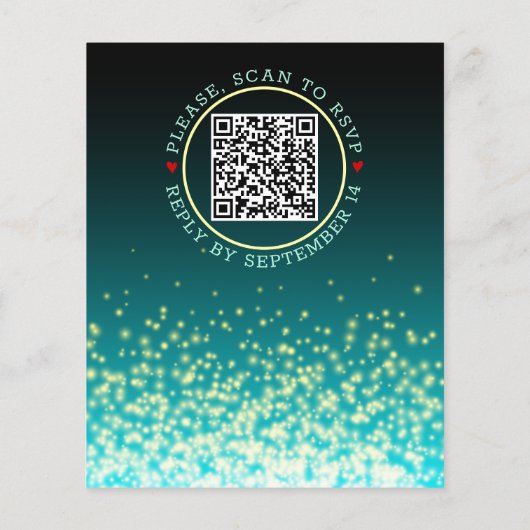 BUDGET QR code Licht blauwgroen blauwe trouwuitnod (Achterkant)
