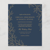 Budget QR Code Marine Blauw Goud Uitnodiging (Voorkant)