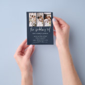 Budget QR Code Marine Blauwe Huwelijksuitnodiging Flyer (Hand)