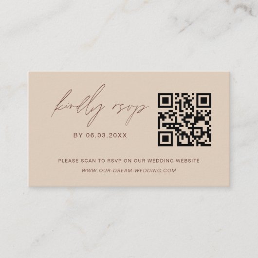 Budget QR Code Minimalist RSVP Weduwwebsite Informatiekaartje (Voorkant)