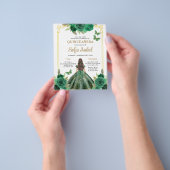 Budget QR-code Quinceanera Emerald Green Flyer (Hand)