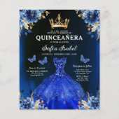 Budget QR-code Quinceanera Royal Blue Princess Flyer (Voorkant)