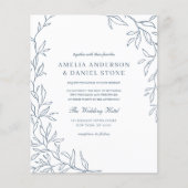 Budget QR Code Stofblauw Huwelijksuitnodiging Flyer (Voorkant)