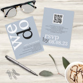 BUDGET QR code Stusty Blue Text Weddenschap Uitnod