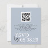 BUDGET QR code Stusty Blue Text Weddenschap Uitnod (Achterkant)