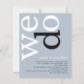 BUDGET QR code Stusty Blue Text Weddenschap Uitnod (Voorkant)