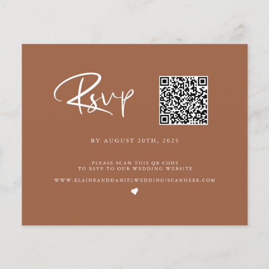 Budget QR Code Terra Cotta Photo RSVP Card (Voorkant)