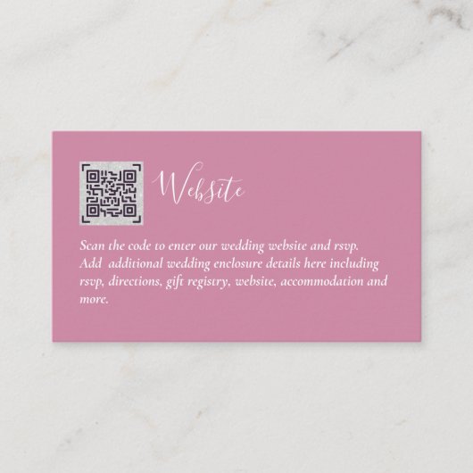 Budget QR-code website RSVP-hotel trouwdetails  Informatiekaartje (Voorkant)