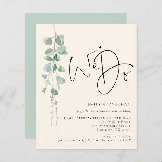 Budget QR Eucalyptus Ivory Sage We Weduwen (Voorkant / Achterkant)