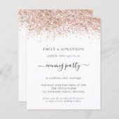 Budget QR Roos Gold Glitter Evening Wedding Invite (Voorkant / Achterkant)