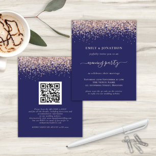 Budget QR Roos Gold Glitter Navy Evening Weddensch