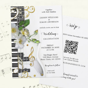 Budget QR RSVP Roos Music Thed Wedding Kaart