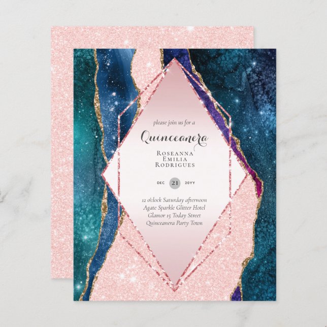 BUDGET QUINCEANERA - AGATE Sparkles Glamor Chic (Voorkant / Achterkant)