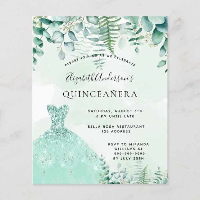Budget Quinceanera betoverde bosjurk (Voorkant)