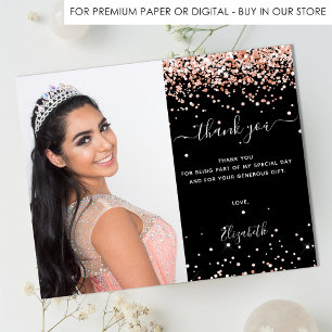 Budget Quinceanera Black roos Gold foto bedankt