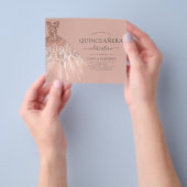 Budget Quinceanera Blush Pink Rose Gold Glitter Flyer (Hand)