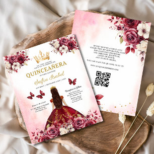 Budget Quinceanera Floral Bourgondië Prinses