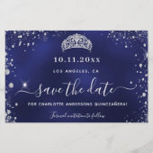 Budget Quinceanera navy blue Silver Save date (Voorkant)