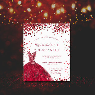Budget Quinceanera red white jurk uitnodiging