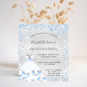 Budget Quinceanera Silva Blauwe Kleurenuitnodiging