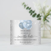 Budget Quinceanera Silver Blue, behalve de datum (Staand voorkant)