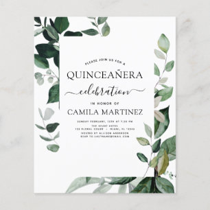 Budget Quinceanera Spring Botanical Greenery Flyer
