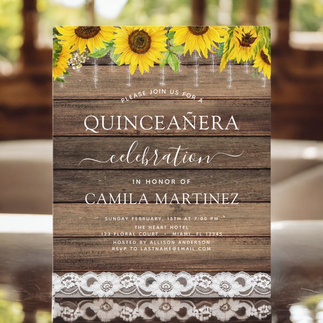 Budget Quinceanera Sunflower Rustige Uitnodiging (Creator heeft geüpload)