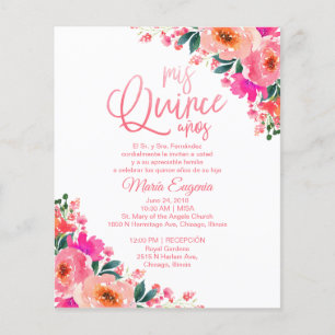 Budget Quinceañera Uitnodigingen Spaanse Bloemen