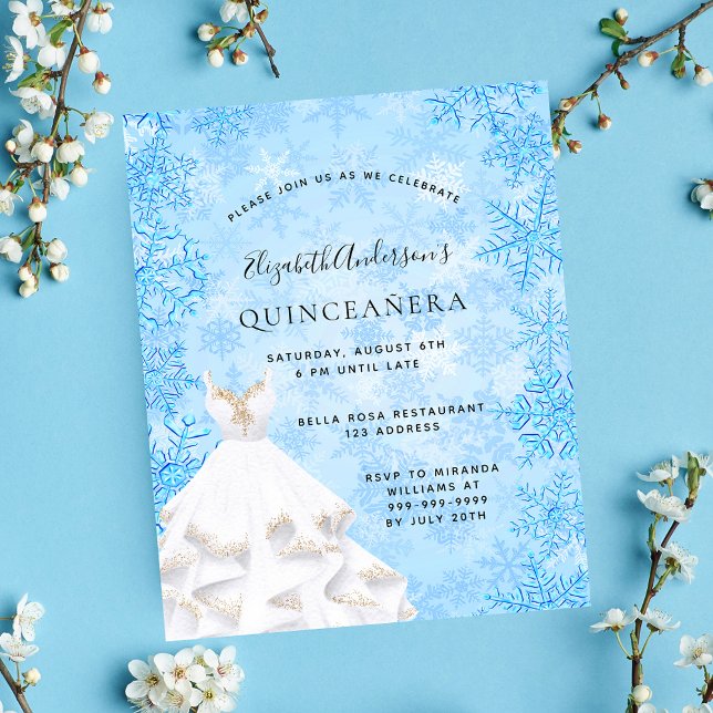 Budget Quinceanera winter wonderland uitnodiging (Creator heeft geüpload)