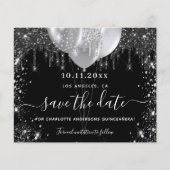 Budget Quinceanera zwart zilver save the date (Voorkant)