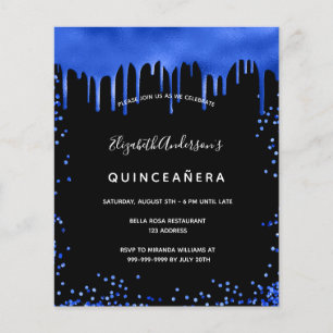 Budget Quinceanera zwarte koninklijke blauwe uitno