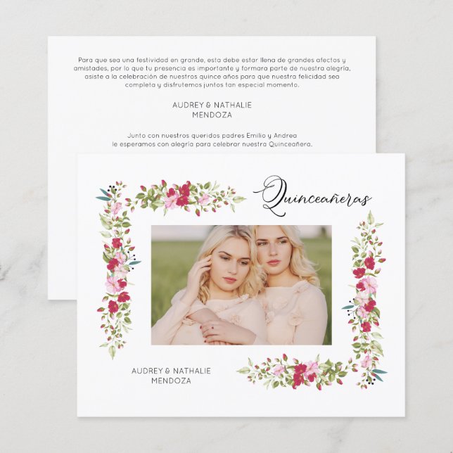 Budget Quinceañeras Spanish Floral Photo  (Voorkant / Achterkant)