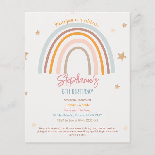 Budget Rainbow Fiver Party Uitnodiging voor verjaa Flyer (Voorkant)