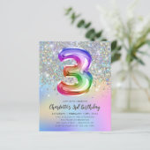 Budget Rainbow Glitter Folie Ballon 3rd Birthday (Staand voorkant)