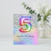 Budget Rainbow Glitter Folie Ballon 5th Birthday (Staand voorkant)
